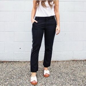 Abercrombie & Fitch Simone High Rise Ankle Flare Navy Pinstripe XL - Cropped